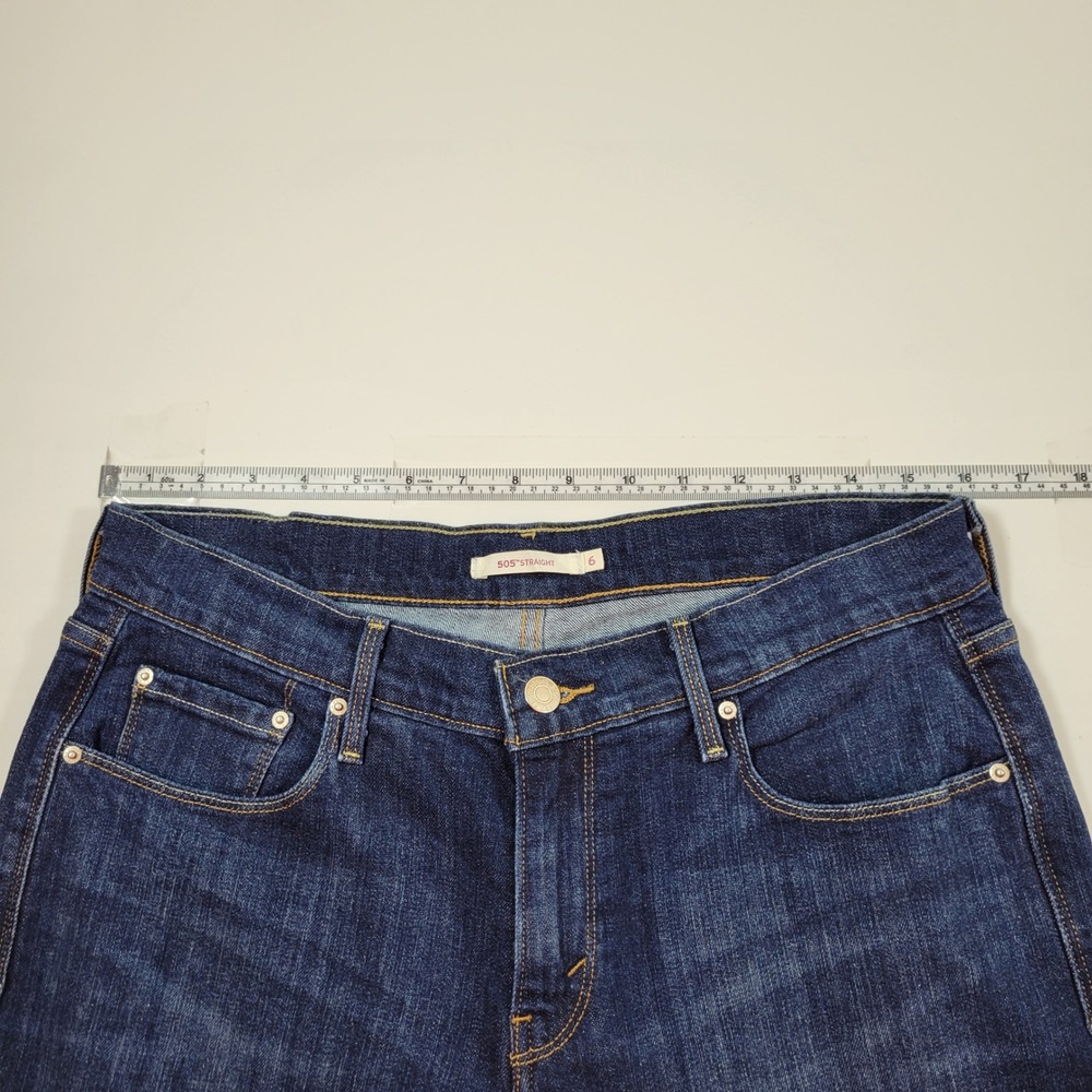 Levi's 505 Straight Jeans Womens 6 Dark Blue Excellent Mid Rise Denim 15505-0111 - Picture 3 of 11